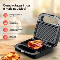 Sanduicheira e Grill Hq 750w Antiaderente Inox Hq-sg001 127v - 6