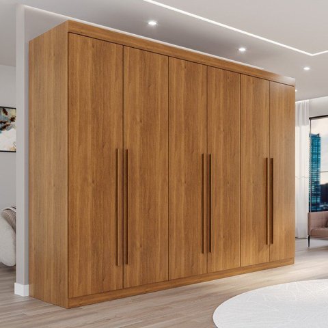 Guarda Roupa Casal 6 Portas 6 Gavetas Gramado 100% MDF Marrom/Cinamomo