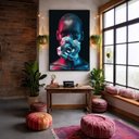 Ver imagem 1 de Quadro Canvas Mulher Furta-Cor Rosa 90x60cm Mold Preta