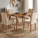 Ver imagem 2 de Mesa de Jantar Adele Mdf com 4 Cadeiras Estofadas Suede Nude Molci