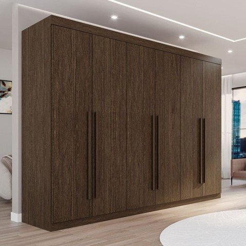Guarda Roupa Casal 6 Portas 6 Gavetas Gramado 100% MDF Marrom/New Canion