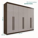 Ver imagem 4 de Guarda Roupa Casal 6 Portas 6 Gavetas Gramado 100% MDF Marrom/New Canion/Off White