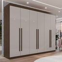 Ver imagem 1 de Guarda Roupa Casal 6 Portas 6 Gavetas Gramado 100% MDF Marrom/New Canion/Off White