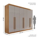 Ver imagem 3 de Guarda Roupa Casal 6 Portas 6 Gavetas Gramado 100% MDF Marrom/Cinamomo/Off White