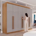 Ver mais imagens de Guarda Roupa Casal 6 Portas 6 Gavetas Gramado 100% MDF Marrom/Cinamomo/Off White