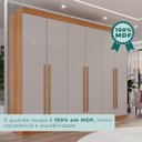 Ver imagem 7 de Guarda Roupa Casal 6 Portas 6 Gavetas Gramado 100% MDF Marrom/Cinamomo/Off White
