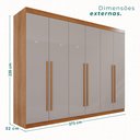 Ver imagem 4 de Guarda Roupa Casal 6 Portas 6 Gavetas Gramado 100% MDF Marrom/Cinamomo/Off White