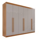 Ver imagem 3 de Guarda Roupa Casal 6 Portas 6 Gavetas Gramado 100% MDF Marrom/Cinamomo/Off White