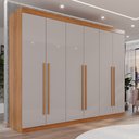 Ver imagem 1 de Guarda Roupa Casal 6 Portas 6 Gavetas Gramado 100% MDF Marrom/Cinamomo/Off White