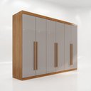 Ver imagem 2 de Guarda Roupa Casal 6 Portas 6 Gavetas Gramado 100% MDF Marrom/Cinamomo/Off White