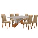 Ver imagem 2 de Mesa Jantar Yasmin 6 Lugares Vidro com Cadeiras Lorena Off White 180cm Moderna