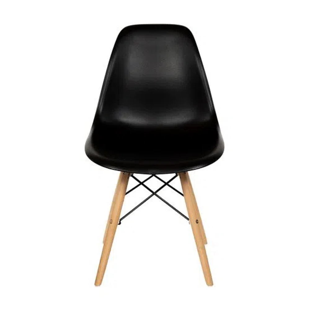 Cadeira Quarto Escritório Sala Charles Design Eames Eiffel Wood - Preta - 4