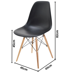 Cadeira Quarto Escritório Sala Charles Design Eames Eiffel Wood - Preta - 5