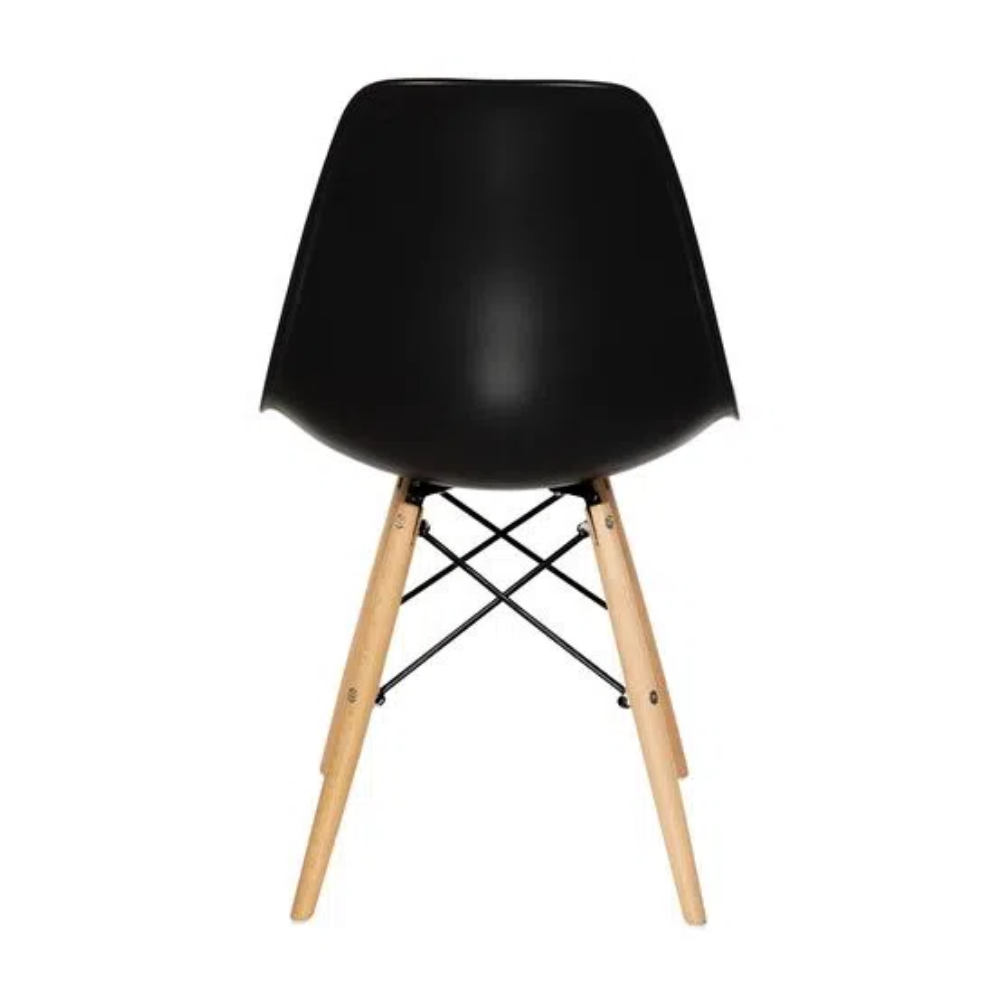 Cadeira Quarto Escritório Sala Charles Design Eames Eiffel Wood - Preta - 3