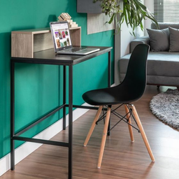 Cadeira Quarto Escritório Sala Charles Design Eames Eiffel Wood - Preta - 6