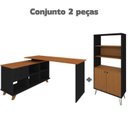 Ver imagem 2 de Conjunto 2 Peças Escrivaninha Gold com Estante Hit Freijó Preto Artany