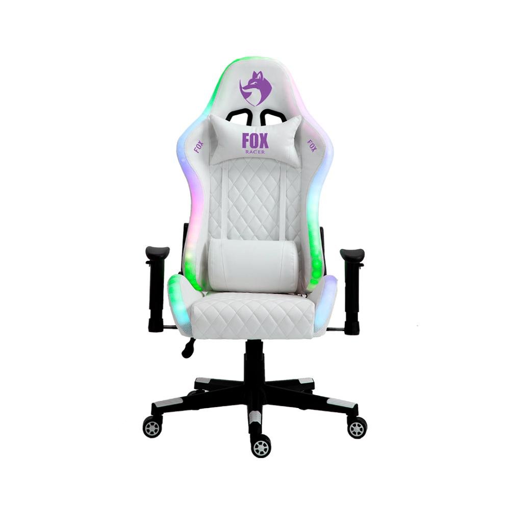 Cadeira Gamer FOX Racer RGB Branca com Iluminação (Led) - Logo Roxa - 2