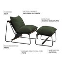 Ver imagem 3 de Kit Poltrona com Puff Turim Base Aço Preto Recouro Black Poliéster Verde Musgo - Nexta Casa
