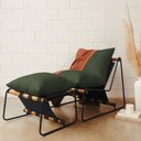 Ver imagem 2 de Kit Poltrona com Puff Turim Base Aço Preto Recouro Black Poliéster Verde Musgo - Nexta Casa