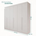 Ver imagem 4 de Guarda Roupa Casal 6 Portas 4 Gavetas Uberaba 100% MDF Branco/Neve