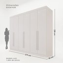 Ver imagem 3 de Guarda Roupa Casal 6 Portas 4 Gavetas Uberaba 100% MDF Branco/Neve