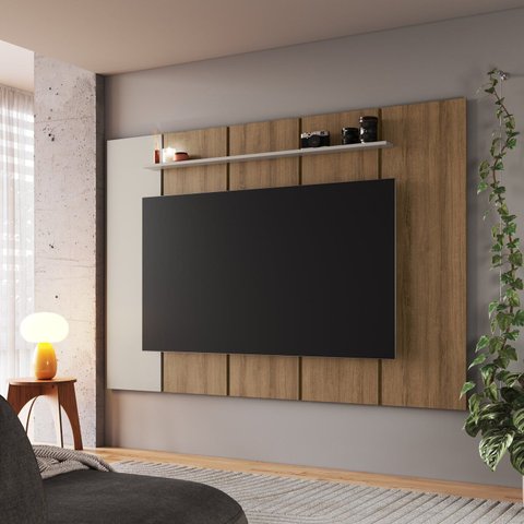 Painel para TV até 75 Polegadas 200cmx136cm Paris Marrom Arenas/Mel