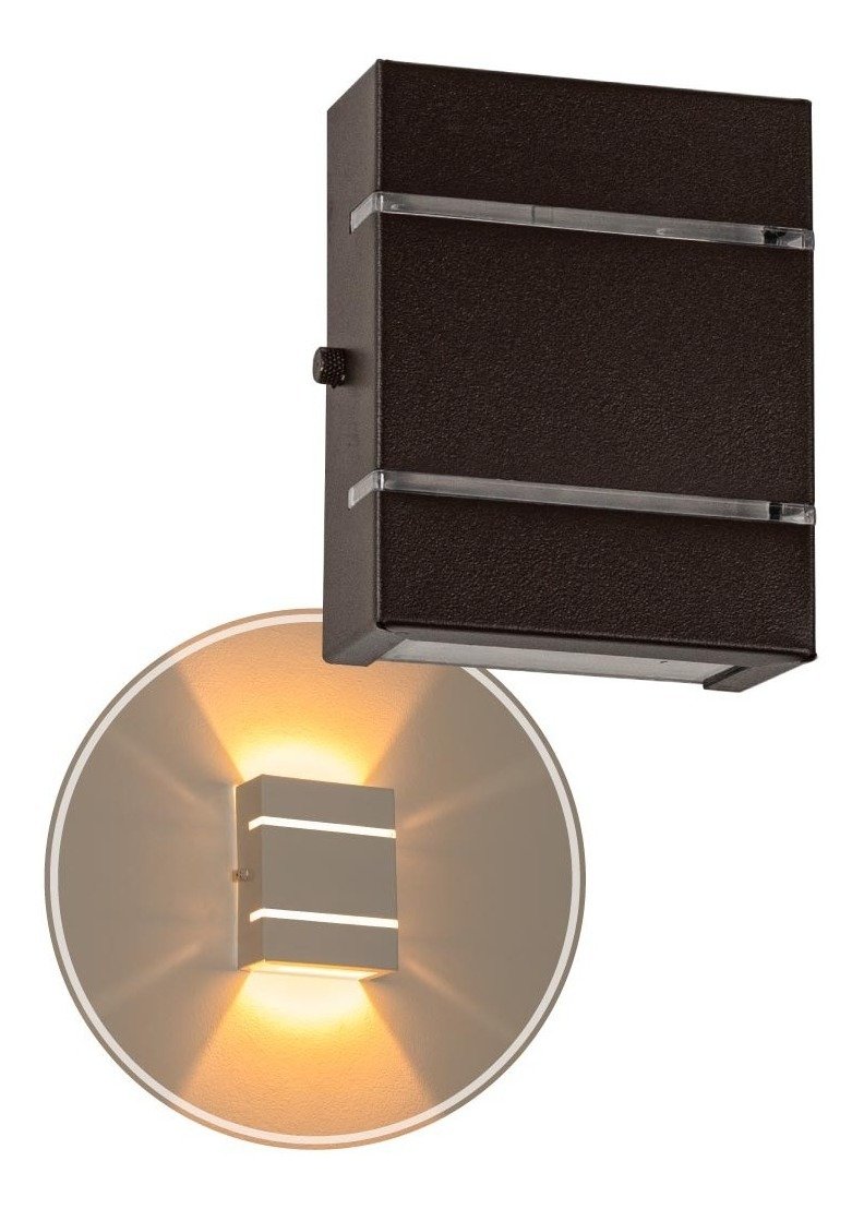 2x Arandela Slim Interna / Externa Marrom Alumínio 2 Frisos Moderna ST2527 - 1