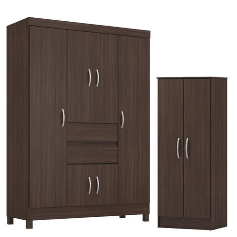 Guarda Roupa Casal Ecom 2 com Multiuso Viena Café - Demóbile