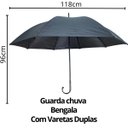 Ver imagem 2 de Guarda Chuva Bengala Grande Preto Resistente