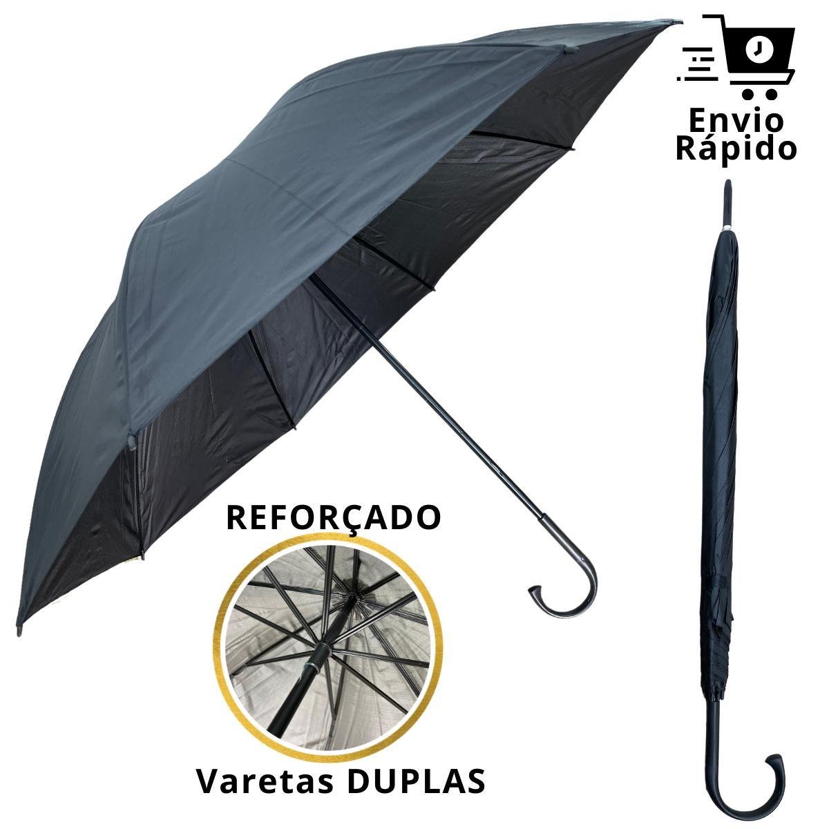 Guarda Chuva Bengala Grande Preto Resistente