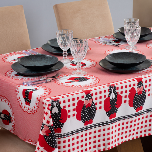 Toalha de Mesa 8 Lugares 2,50x1,45 1 Pç Oxford Estampado Xadrez