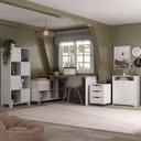 Ver imagem 1 de Kit 4 Peças com Escrivaninha em L Gold, Gaveteiro, Balcão para Escritório e Estante Livreiro