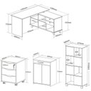 Ver imagem 3 de Kit 4 Peças com Escrivaninha em L Gold, Gaveteiro, Balcão para Escritório e Estante Livreiro