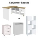Ver imagem 2 de Conjunto 4 Peças com Escrivaninha em L Gold, Gaveteiro, Balcão para Escritório e Estante Livreiro Olmo Branco Artany