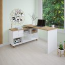 Ver imagem 5 de Kit 4 Peças com Escrivaninha em L Gold, Gaveteiro, Balcão para Escritório e Estante Livreiro