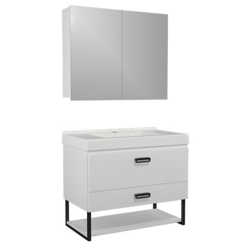 Conjunto Gabinete para Banheiro Suspenso Ucrânia 80cm
