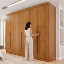 Ver mais imagens de Guarda Roupa Casal 6 Portas 4 Gavetas Uberaba 100% MDF Marrom/Cinamomo