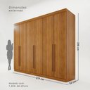Ver imagem 3 de Guarda Roupa Casal 6 Portas 4 Gavetas Uberaba 100% MDF Marrom/Cinamomo