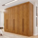 Ver imagem 1 de Guarda Roupa Casal 6 Portas 4 Gavetas Uberaba 100% MDF Marrom/Cinamomo