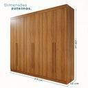 Ver imagem 4 de Guarda Roupa Casal 6 Portas 4 Gavetas Uberaba 100% MDF Marrom/Cinamomo