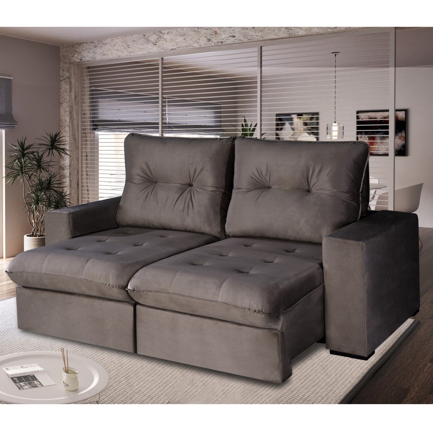 Sofá Retrátil e Reclinável 3 Lugares 180cm com Molas Ensacadas e Pillowtop Colorado - 1