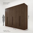 Ver imagem 3 de Guarda Roupa Casal 6 Portas 4 Gavetas Uberaba 100% MDF Marrom/New Canion