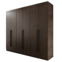 Ver imagem 3 de Guarda Roupa Casal 6 Portas 4 Gavetas Uberaba 100% MDF Marrom/New Canion