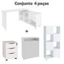 Ver imagem 2 de Conjunto 4 Peças com Escrivaninha em L Gold, Gaveteiro, Balcão para Escritório e Estante Livreiro Branco Artany