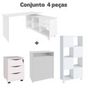 Ver imagem 2 de Kit 4 Peças com Escrivaninha em L Gold, Gaveteiro, Balcão para Escritório e Estante Livreiro