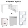 Kit 4 Peças com Escrivaninha em L Gold, Gaveteiro, Balcão para Escritório e Estante Livreiro - 2