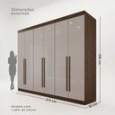 Ver imagem 3 de Guarda Roupa Casal 6 Portas 4 Gavetas Uberaba 100% MDF Marrom/New Canion/Off White