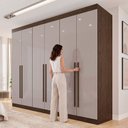Ver mais imagens de Guarda Roupa Casal 6 Portas 4 Gavetas Uberaba 100% MDF Marrom/New Canion/Off White