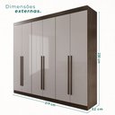Ver imagem 4 de Guarda Roupa Casal 6 Portas 4 Gavetas Uberaba 100% MDF Marrom/New Canion/Off White