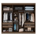 Ver imagem 2 de Guarda Roupa Casal 6 Portas 4 Gavetas Uberaba 100% MDF Marrom/New Canion/Off White